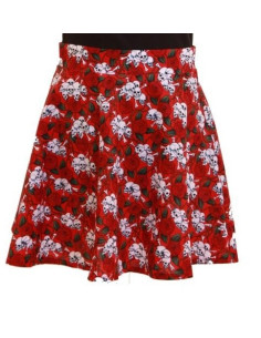 Skull Rose Skirt red