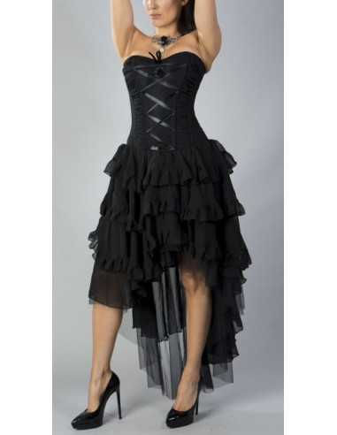 BEVERLY CORSET DRESS - BLACK CHIFON