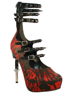 Heels - RED GLITTER SPLITTERED